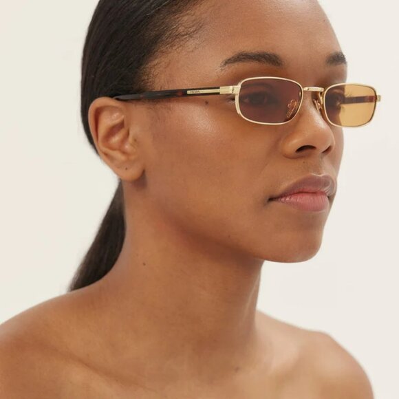 Prada PRB54S Sunglasses – Gold Rectangle Metal Frame Honey  display picture 3
